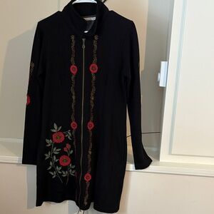 Black Floral Embroidered Women's Blazer